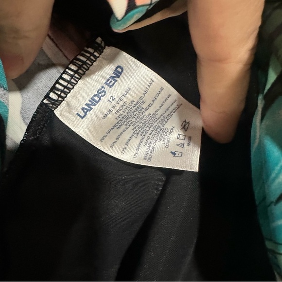 Lands' End Size 12 Wrap Underwire Tankini Top Swimsuit Tropical Palms - Picture 4 of 4